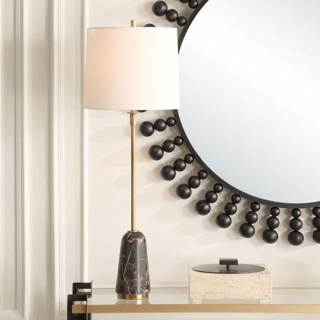 Uttermost® Jenson Brushed Brass/Black Buffet Lamp-4