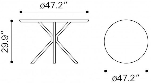 Zuo® Modern Amiens White Dining Table with Black Base-2