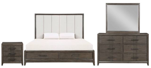 New Classic® Home Furnishings Landon 4-Piece Walnut King Platform Storage Bedroom Set-0