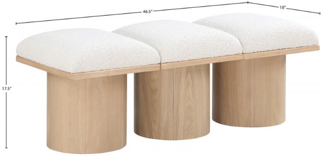 Meridian Furniture Pavilion 3-Piece Cream/Natural 47" Modular Bench Set-4