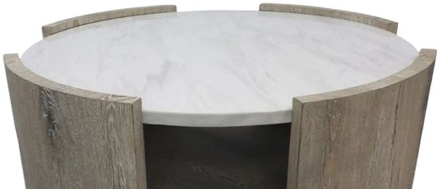 American Wholesale Furniture Rainier Marble Top Cocktail Table with Brown Base-1