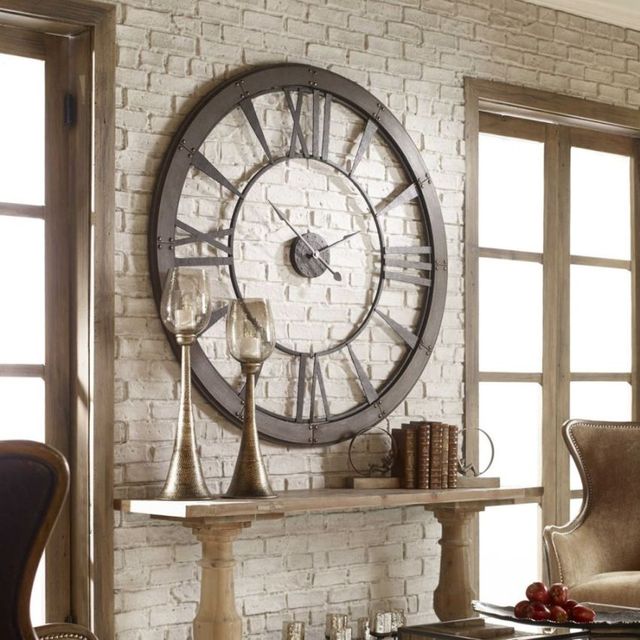 Uttermost® by Steve Kowalski Ronan Rustic Bronze Large Wall Clock