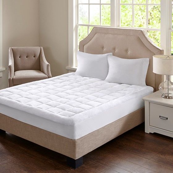 Olliix by Madison Park White Overfilled Plush Waterproof Twin XL Cloud Soft Mattress Pad-2