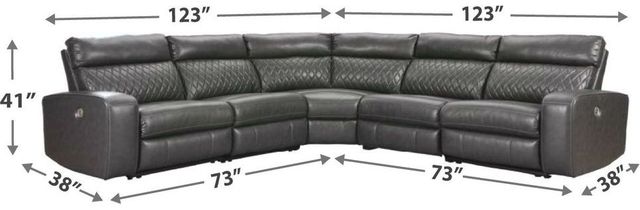 Signature Design by Ashley® Samperstone 5-Piece Gray L-Shape Power Reclining Sectional-3