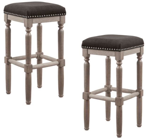 Olliix by Madison Park Cirque 2 Gray Bar Stool Set-2