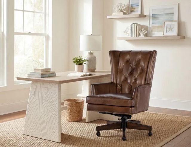 Hooker® Furniture EC Finley Checkmate Pawn Leather Executive Swivel Chair-1