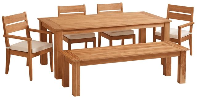 Linon Cannon 6-Piece Natural Wooden Outdoor Dinig Set-0