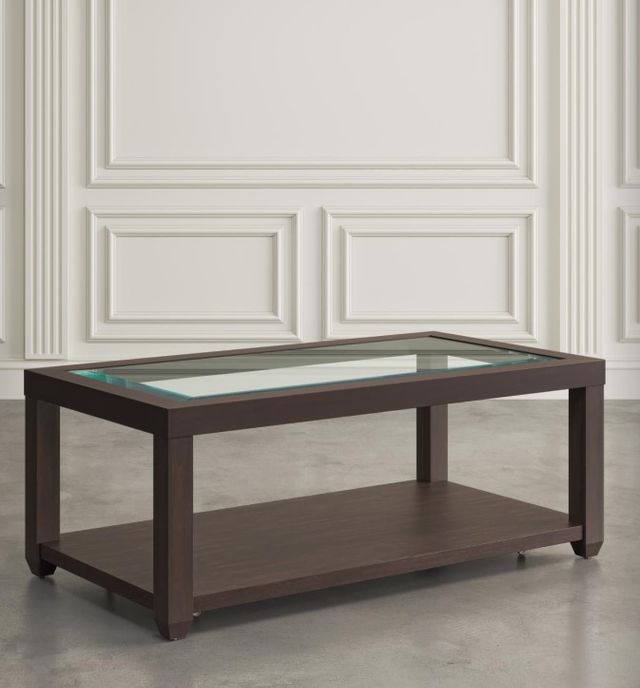 Jofran Inc. Urban Icon Glass Top Coffee Table with Merlot Base-1