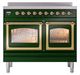 Ilve® Nostalgie II Noblesse 40'' Emerald Green Pro Style Induction Range with Brass Trim-1