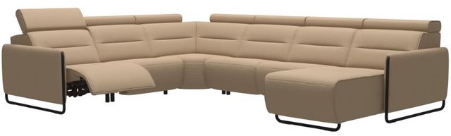 Stressless® by Ekornes® Emily 6-Piece Beige Power Reclining Right Arm Facing Chaise Sectional