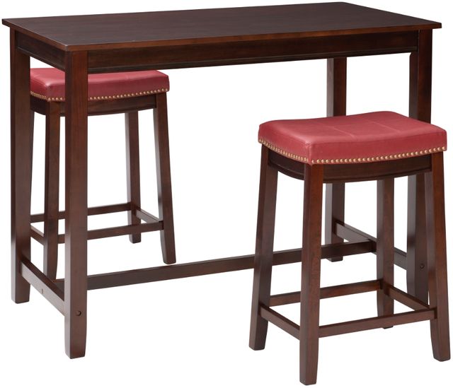 Linon Claridge 3-Piece Brown/Red Counter Table Set-0