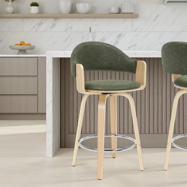 Armen Living Daxton Oak/Vintage Green Counter Stool-1