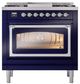 Ilve® Nostalgie II Noblesse 36'' Midnight Blue Pro Style Dual Fuel Range with Chrome Trim-1