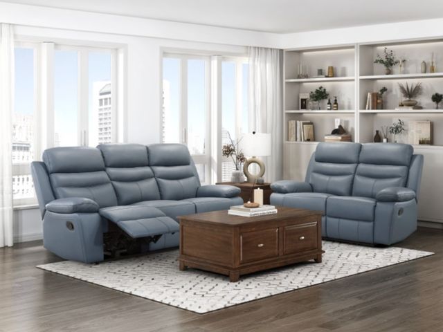 Homelegance® Hancock Blue Double Manual Reclining Loveseat-1