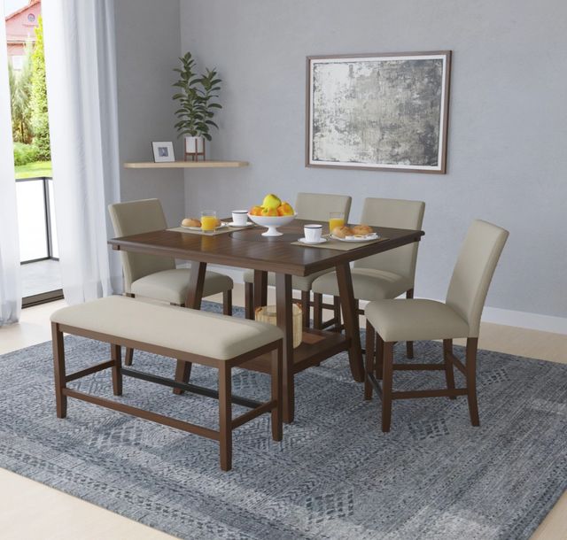 Emerald Home Seneca Beige/Brown Upholstered Counter Stool Set-1