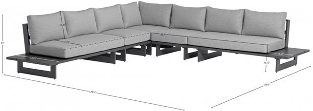 Meridian Furniture Maldives 5-Piece Black/Gray Aluminum/Fabric Outdoor Sectional-2
