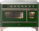 Ilve® Majestic III 48" Emerald Green Pro Style Induction Range with Triple Glass Door and Copper Trim-0