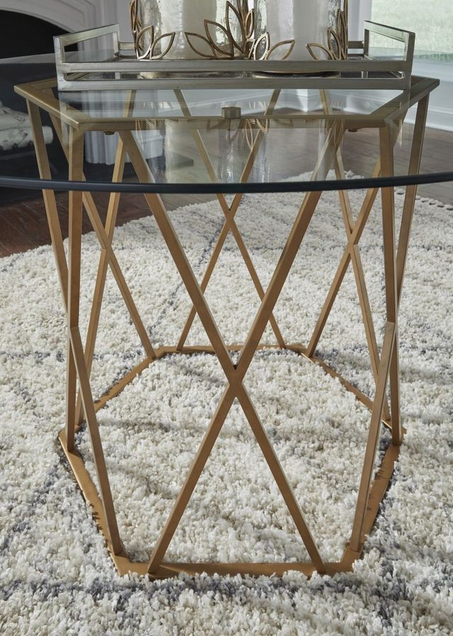 Signature Design by Ashley® Wynora Smoke Glass Dining Table With Gold Base -2