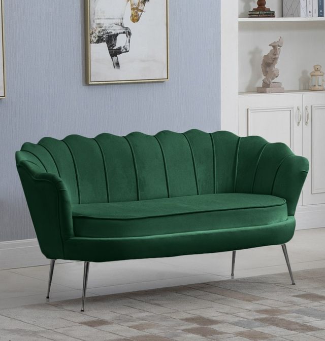 Meridian Furniture Gardenia Green Velvet Loveseat-1