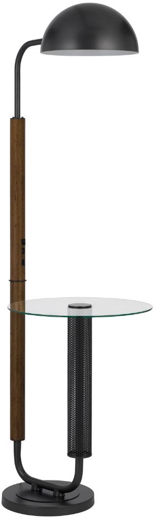 Cal® Lighting & Accessories Keyser Charcoal Grey/Oak Floor Lamp-2