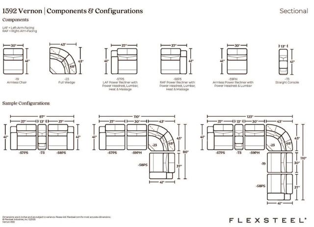 Flexsteel® Vernon Dove Gray Fabric Power Reclining Sectional with Custom Layout Options-3
