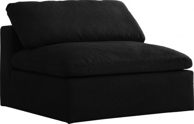 Meridian Furniture Serene Black Linen Fabric Deluxe Cloud Armless Chair-0