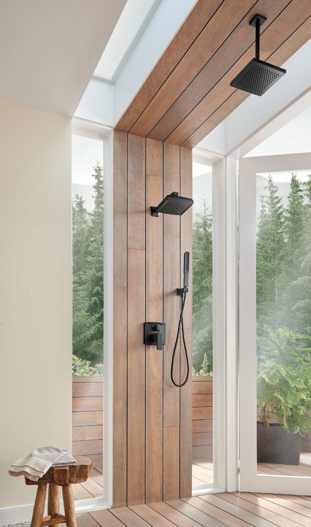 Brizo Essential™ Matte Black 8" Linear Square Single-Function Raincan Shower Head-1