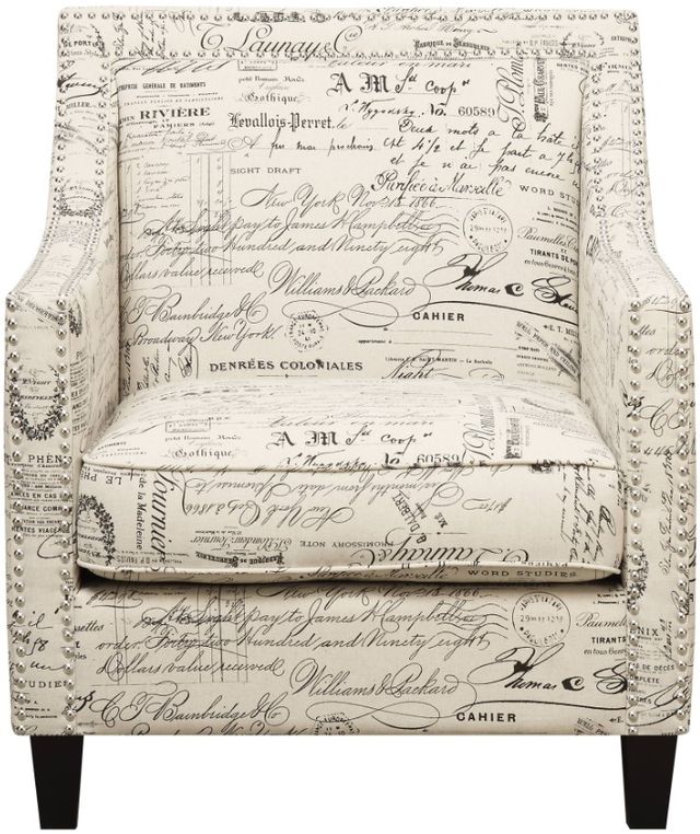 Elements International Erica French Script Chair and Ottoman Set-2