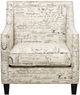 Elements International Erica French Script Chair and Ottoman Set-2