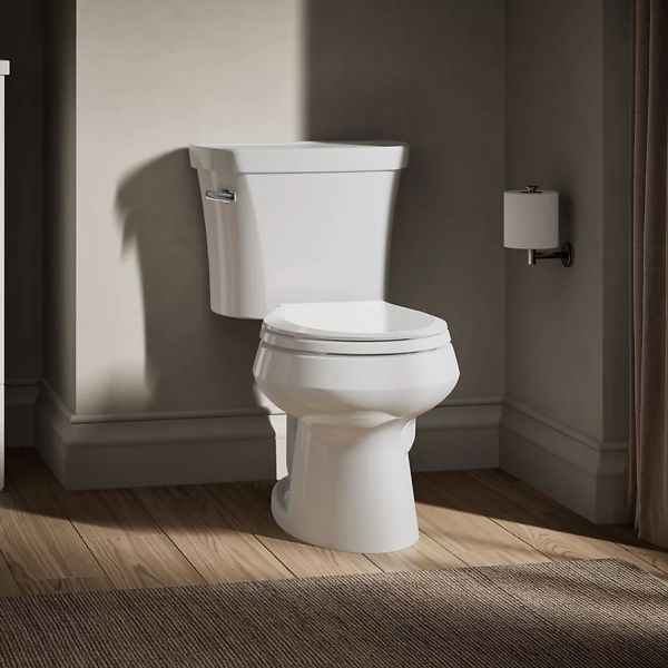 KOHLER® Wellworth® White 2-Piece Round-Front Right-Hand Trip Toilet, 1.28 Gpf with Insuliner® Tank Liner-2