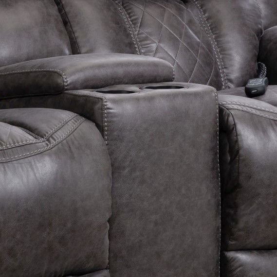 HomeStretch Daytona Black Power Reclining Console Loveseat-2