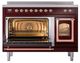 Ilve® Nostalgie II Noblesse 48'' Burgundy Pro Style Induction Range with Copper Trim-3