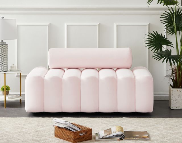 Meridian Furniture Melody Pink Velvet Loveseat-1