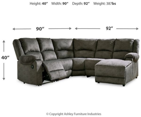 Signature Design by Ashley® Benlocke 5-Piece Flannel Reclining Right-Arm Facing Sectional and Chaise-2