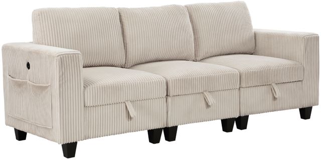 Homelegance® Walterboro Beige Sofa with Storage and Charging Ports-0