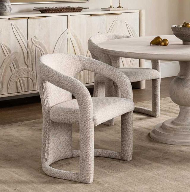 Classic Home Archie Birch Cream Dining Arm Chair-1