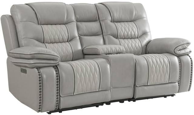 Intercon Cody 3-Piece Light Gray Dual-Power Sectional Loveseat -0