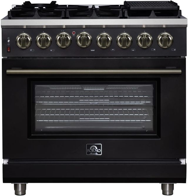 FORNO® Massimo Series Alta Qualita 36" Black Pro Style Dual Fuel Range-0