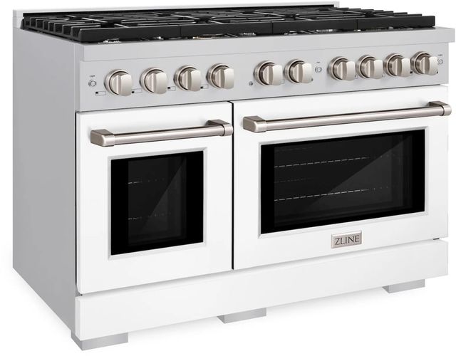 ZLINE Paramount 48" Stainless Steel Pro Style Dual Fuel Range with White Matte Door-2