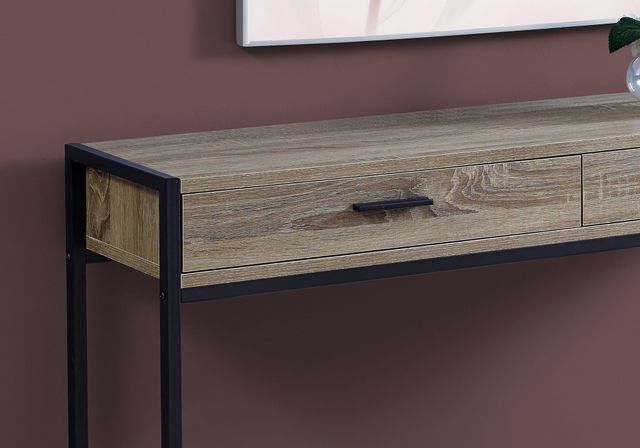 Monarch Specialties Inc. Dark Taupe 48"L Two Drawers Accent Table with Black Metal Base-2