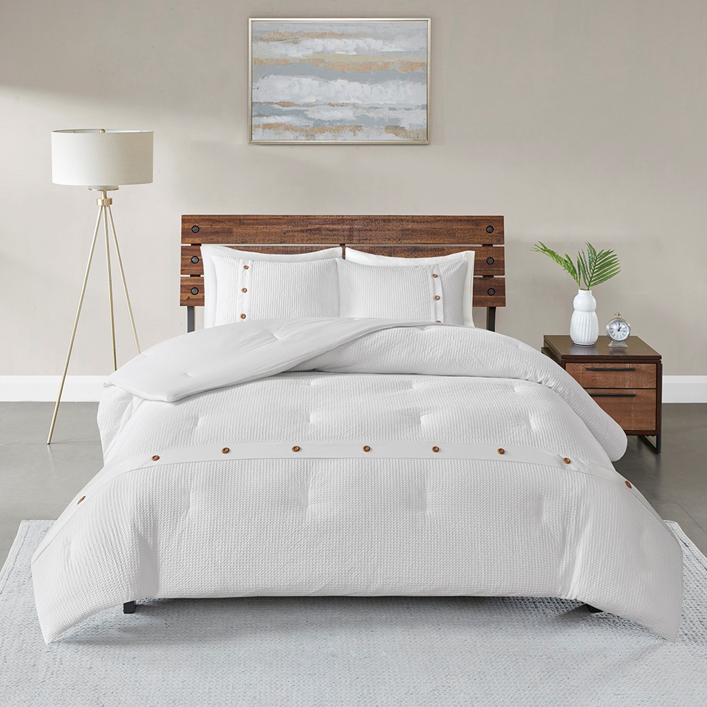 Full/Queen White Waffle deals Weave Comforter Set