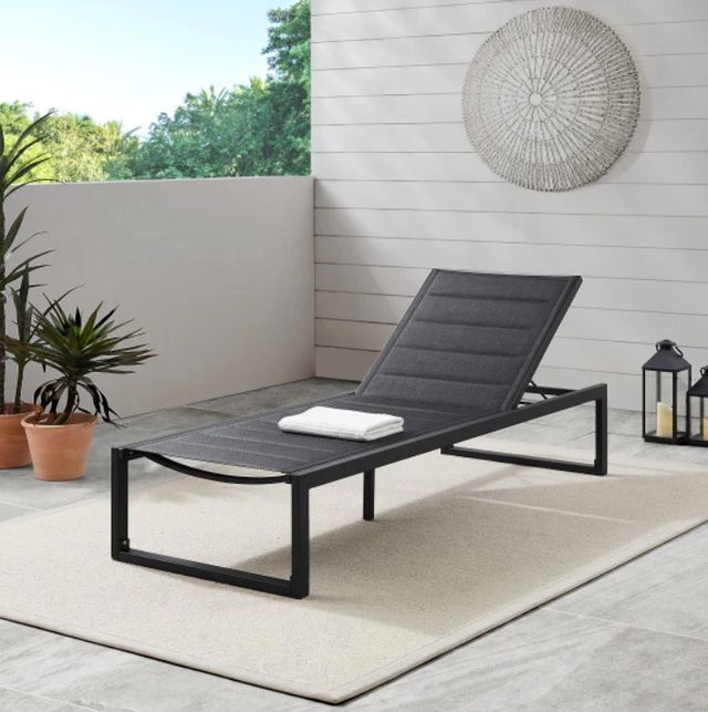 Linon Alora Black Aluminum/Fabric Chaise Lounge-1