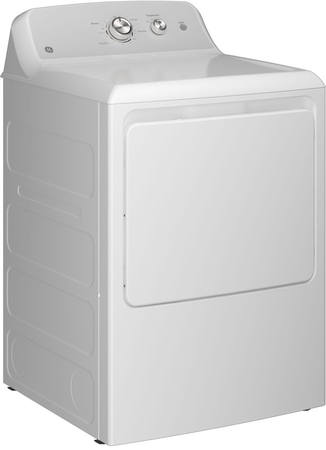GE® 7.2 Cu. Ft. White with Silver Matte Backsplash Electric Dryer-2