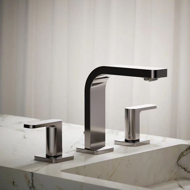 KOHLER® Parallel® Vibrant Titanium Widespread Bathroom Sink Faucet-3