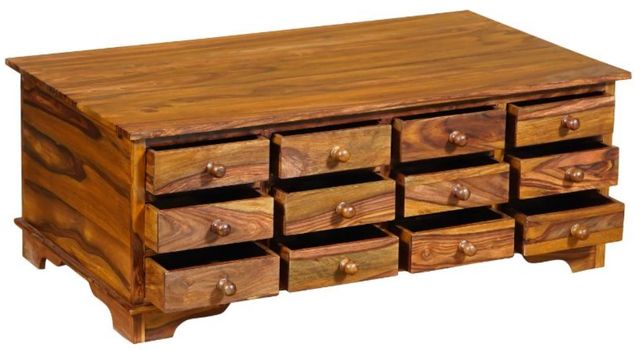 Jaipur Furniture Cube Brown 12-Drawer Coffee Table-1