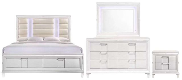 Elements International Twenty Nine 4-Piece White King Storage Panel Bedroom Set-0