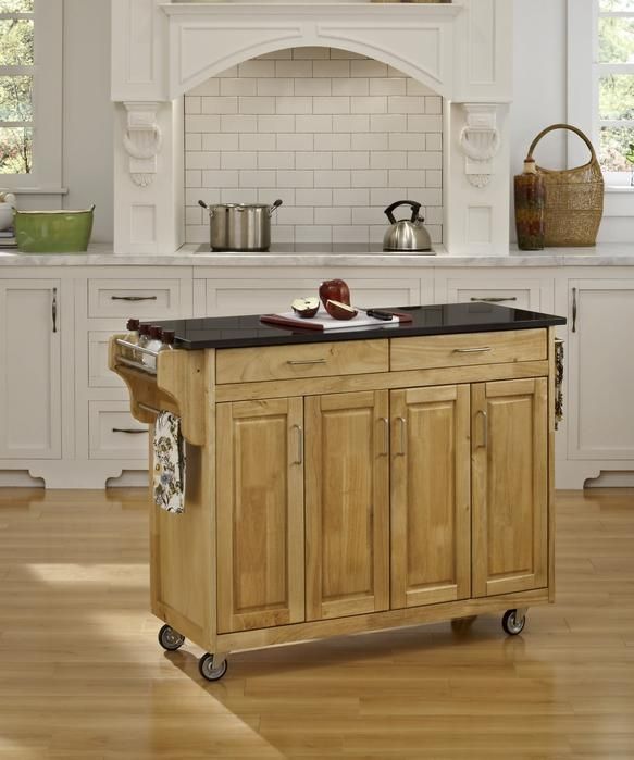 homestyles® Create-a-Cart Black Granite/Natural Kitchen Cart-2