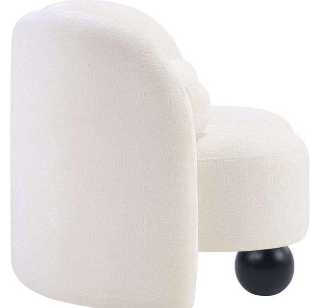 Meridian Furniture Daphne Cream Chenille Fabric Accent Chair-2