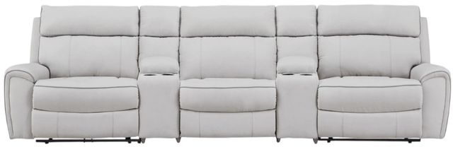 Signature Design by Ashley® Social Pointe 5-Piece Ash/Pearl Power Reclining Curved Sectional-0