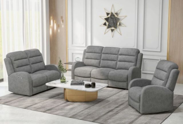 Emerald Home Harvey Gray Power Reclining Sofa with Power Headrest-1